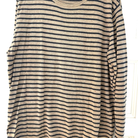 7 For All Mankind - men’s striped cotton blend sweater w rolled hem details - L - Picture 4 of 11